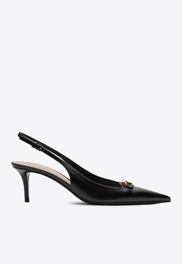 Valentino VLogo 60 Slingback Pumps in Calf Leather Black 5W2S0JB7EEY/P_VALE-0NO