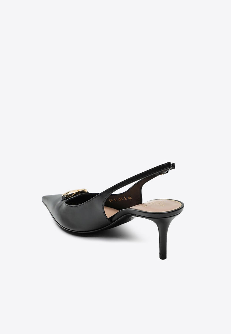 Valentino VLogo 60 Slingback Pumps in Calf Leather Black 5W2S0JB7EEY/P_VALE-0NO