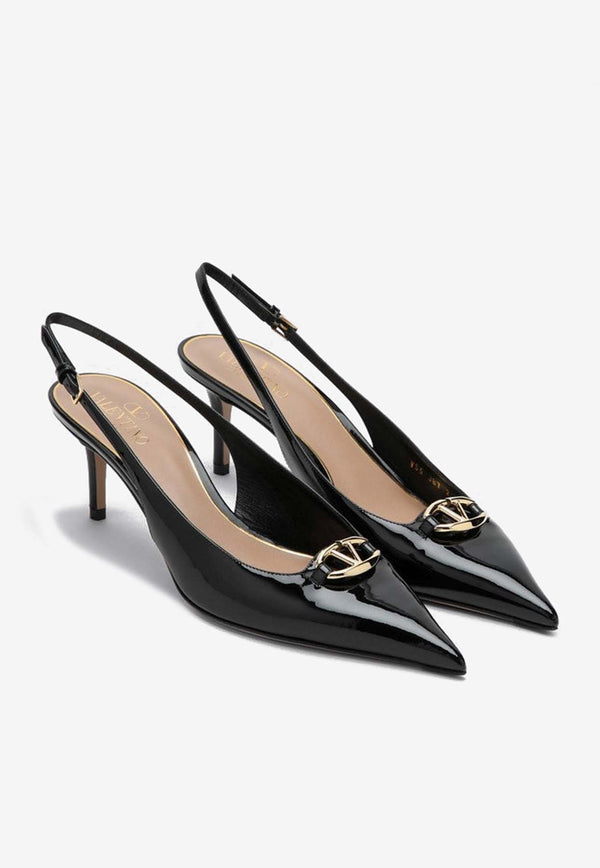 Valentino The Bold Edition VLogo 60 Slingback Pumps in Patent Leather Black 5W2S0JB7LHS/P_VALE-0NO