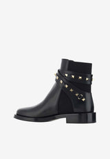 Valentino Rockstud Leather Ankle Boots Black 5W2S0JQ7RPX 0NO