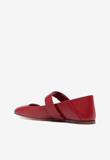 Valentino VLogo Locker Mary-Jane Leather Ballet Flats Red 5W2S0JV2EEY 0RO