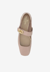 Valentino VLogo Locker Mary-Jane Leather Ballet Flats Pink 5W2S0JV2EEY ZJ2