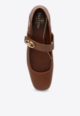 Valentino VLogo Mary-Jane Leather Ballet Flats Brown 5W2S0JV2EEY/P_VALE-N58