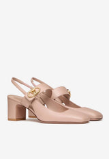 Valentino VLogo Locker 60 Mary-Jane Slingback Pumps Beige 5W2S0JY1EEY ZJ2