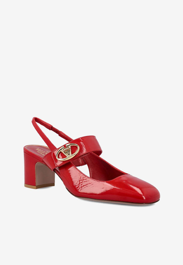 Valentino VLogo Locker 60 Mary-Jane Slingback Pumps in Patent Leather Red 5W2S0JY1RDA 0RO