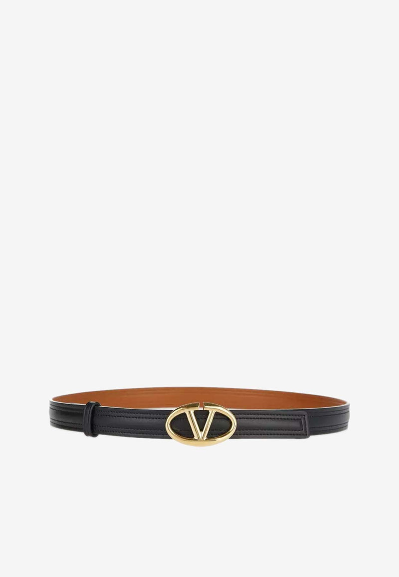 Valentino The Bold Edition VLogo Leather Belt Black 5W2T0SJ0FZC ZL6