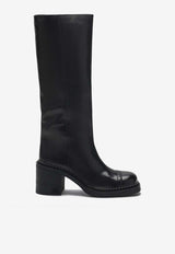 Miu Miu 75 Knee-High Leather Boots  Black 5W493E075007/R_MIU-F0002