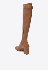 Miu Miu 65 Nappa Leather Knee-High Boots Caramel 5W548EA065038/R_MIU-F098L