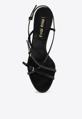 Miu Miu 55 Strappy Leather Sandals Black 5X342EB055069/Q_MIU-F0002