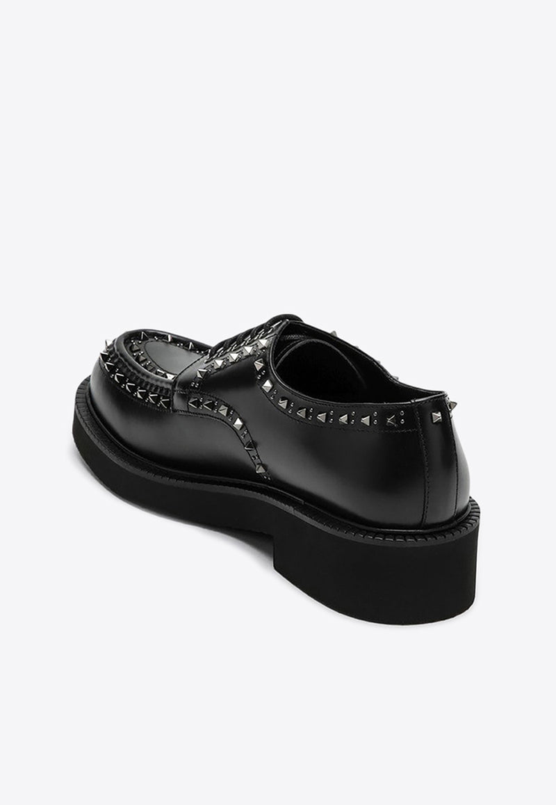 Valentino Gentleglam Rockstud Leather Derby Shoes Black 5Y0S0I85ADY/P_VALE-0NO