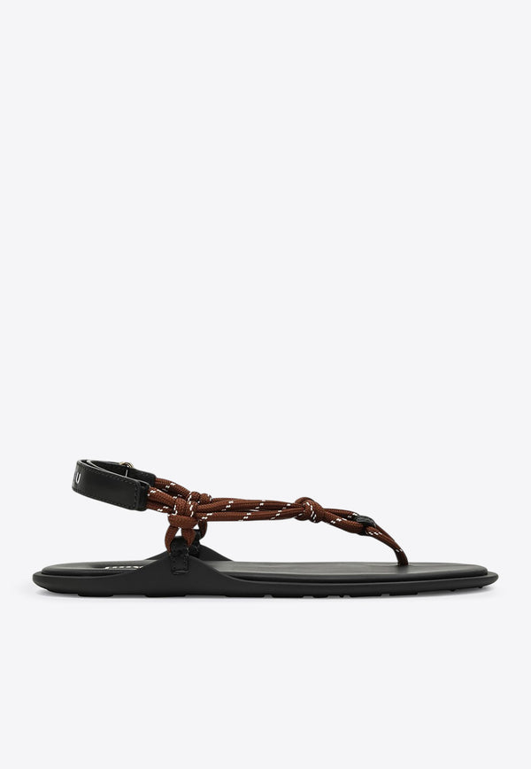 Miu Miu Riviere Woven Rope Flat Sandals Red 5Y184EM0053L74/Q_MIU-F0011