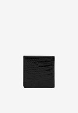 Valentino VLogo Croc-Embossed Leather Wallet Black 5Y2P0578XQV/P_VALE-0NO