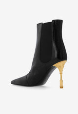 Balmain Moneta 95 Patent Leather Ankle Boots Black BN1TA807 LSHK-0PA