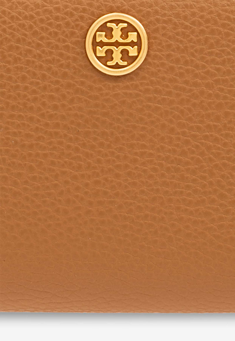 Tory Burch Robinson Zip Slim Wallet in Grained Leather Brown 89049 0-202