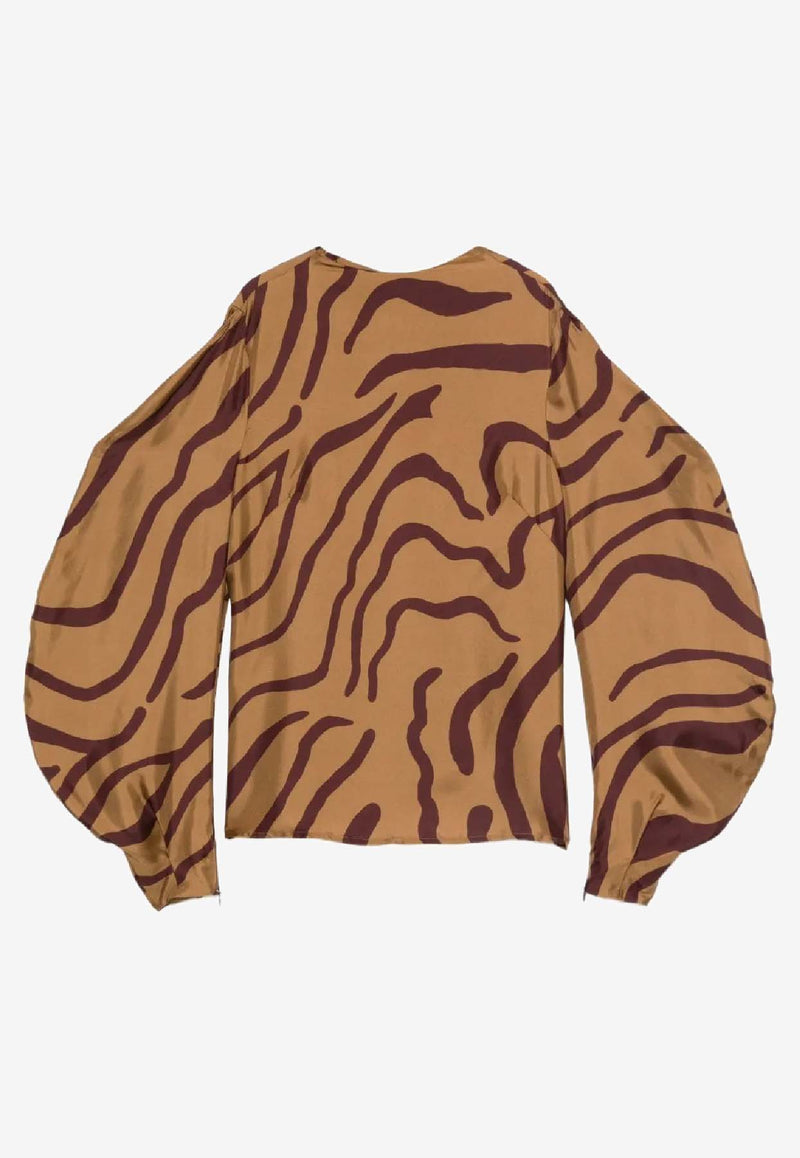 Raquel Diniz Aura Zebra Print Blouse  Beige 6003035 NSS0020 00598_002_ANIMAL PRI