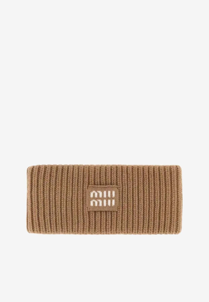 Miu Miu Logo Patch Wool-Blend Headband Brown 5IH0442F8S_F0003