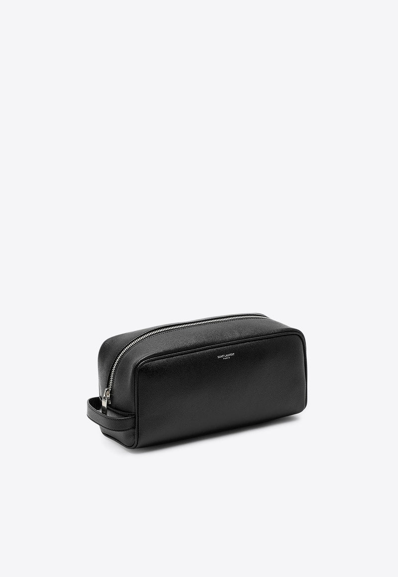 Saint Laurent Logo Leather Pouch Bag Black 6093471GF0N/Q_YSL-1000
