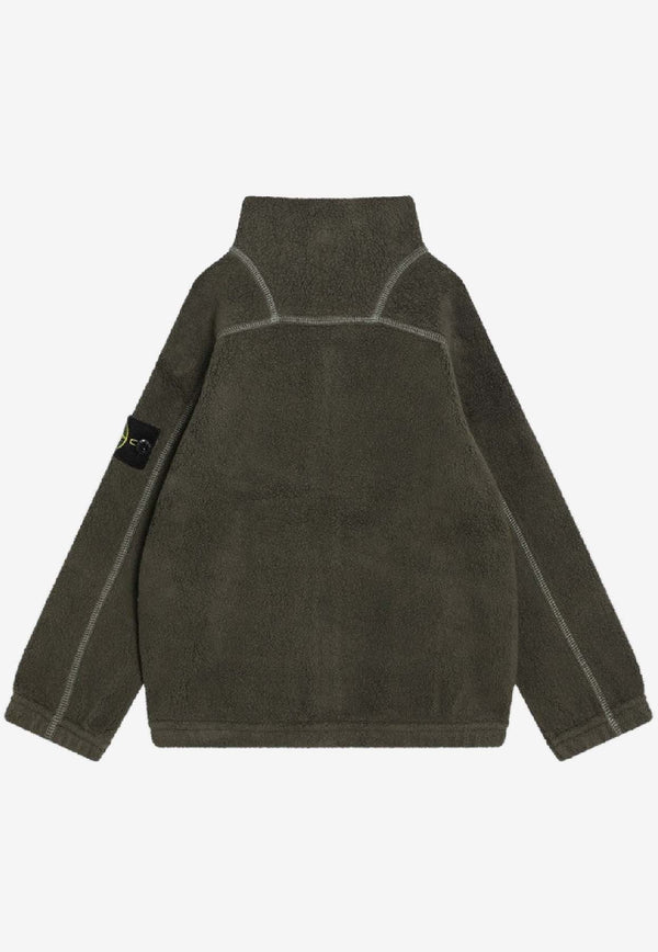 Stone Island Junior Boys Terry Cloth Zip-Up Sweatshirt Military Green 6100008-BS0181/R_STONE-V0054