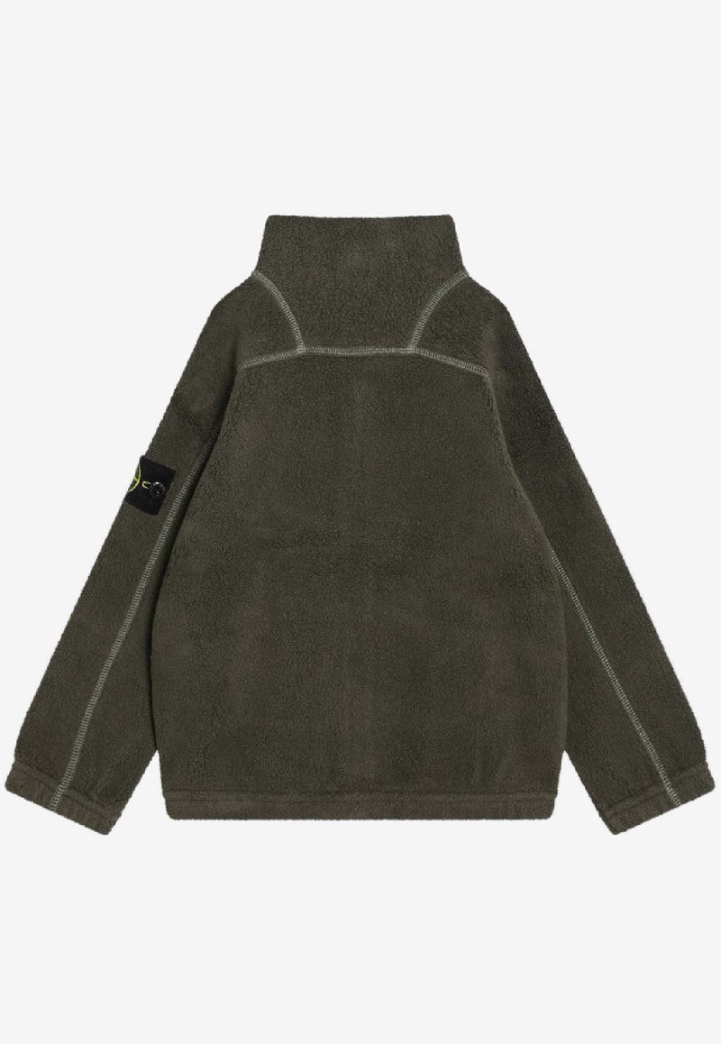 Stone Island Junior Boys Terry Cloth Zip-Up Sweatshirt Military Green 6100008-BS0181/R_STONE-V0054