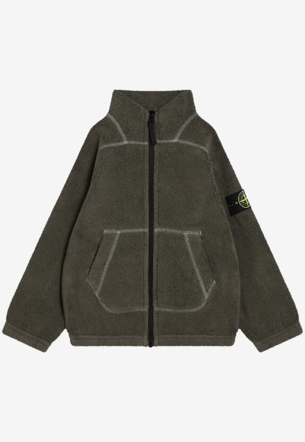 Stone Island Junior Boys Terry Cloth Zip-Up Sweatshirt Military Green 6100008S0181/R_STONE-V0054
