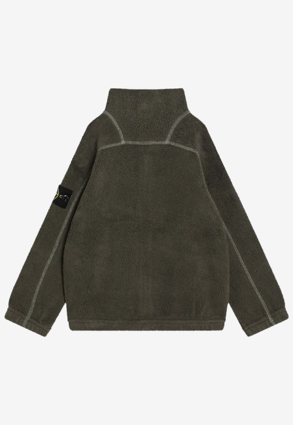 Stone Island Junior Boys Terry Cloth Zip-Up Sweatshirt Military Green 6100008S0181/R_STONE-V0054