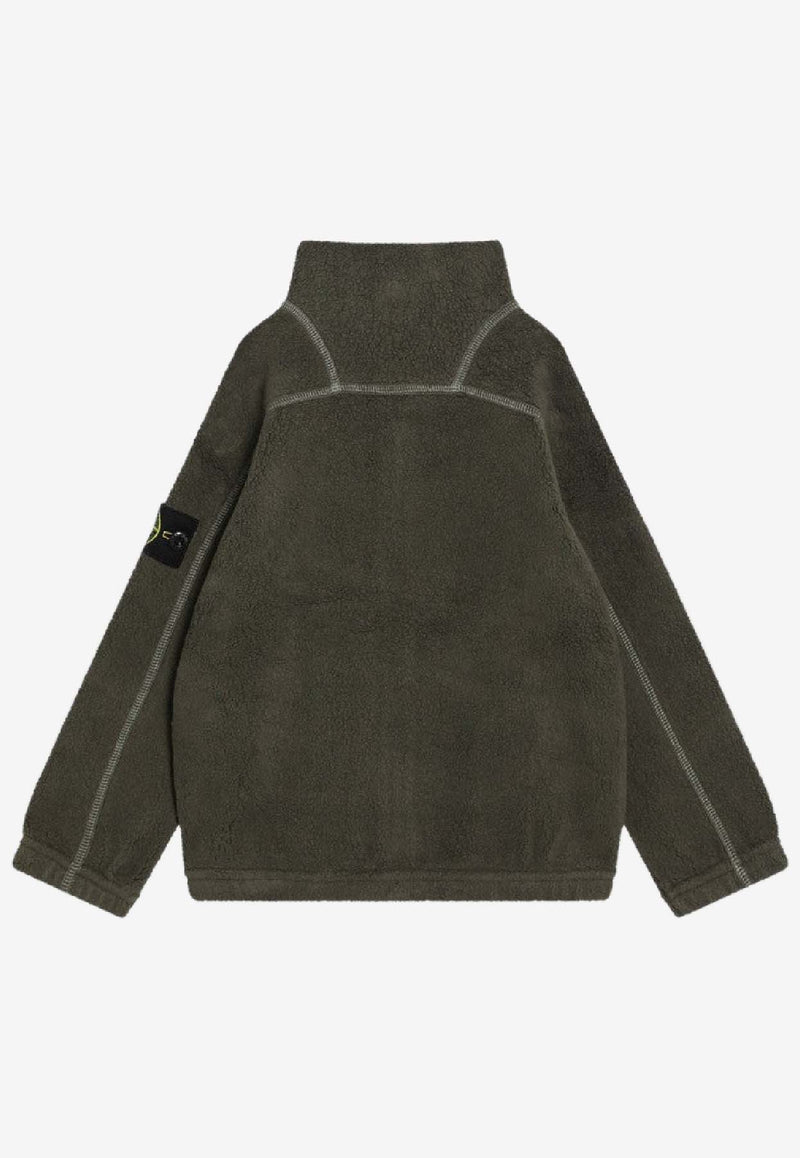 Stone Island Junior Boys Terry Cloth Zip-Up Sweatshirt Military Green 6100008S0181/R_STONE-V0054