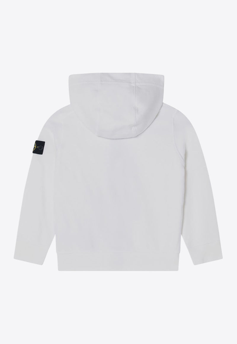 Stone Island Junior Boys Compass Patch Zip-Up Hoodie White 6100010-CS0040/Q_STONE-V0001