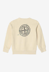Stone Island Junior Boys Compass Print Sweatshirt Ivory 6100015-CS0268/R_STONE-V0093