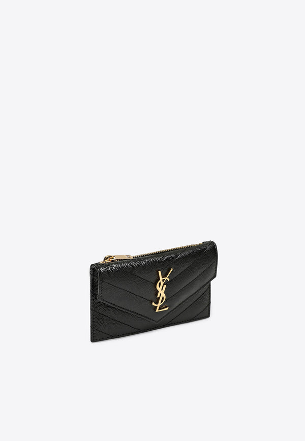 Saint Laurent Cassandre Quilted Leather Cardholder Black 612808BOW01/P_YSL-1000