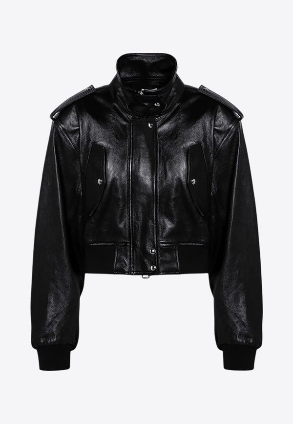 Khaite Kember Leather Bomber Jacket Black 6138843L843/P_KHAIT-200