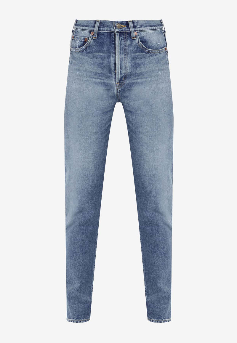 Saint Laurent Washed-Effect Slim Jeans Blue