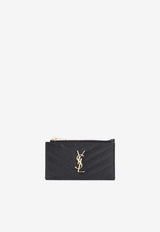 Signature Cassandre Leather Zip Cardholder