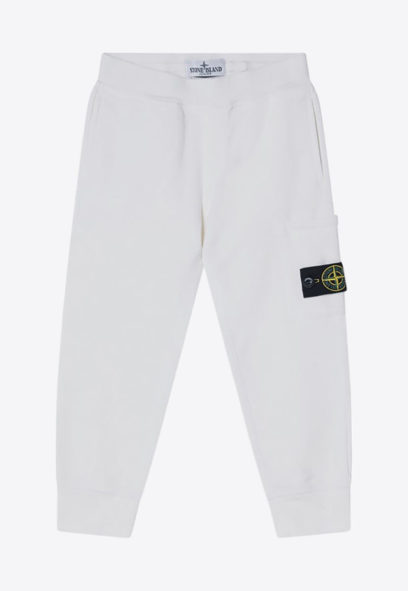 Stone Island Junior Boys Logo Patch Track Pants White 6200005-CS0040/Q_STONE-V0001