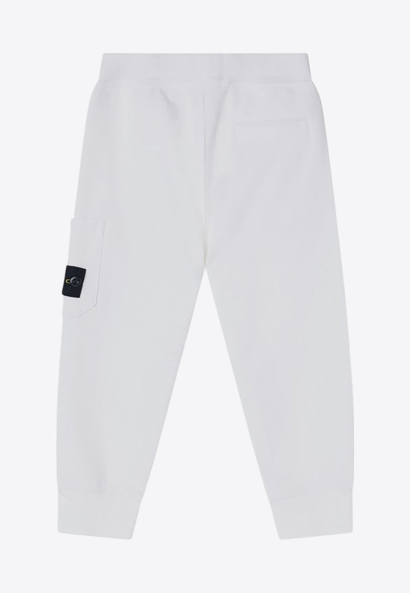 Stone Island Junior Boys Logo Patch Track Pants White 6200005-CS0040/Q_STONE-V0001