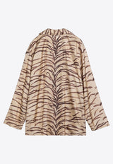 Stella McCartney Tiger Print Long-Sleeved Silk Shirt Beige 6201213ES210/P_STELL-9500