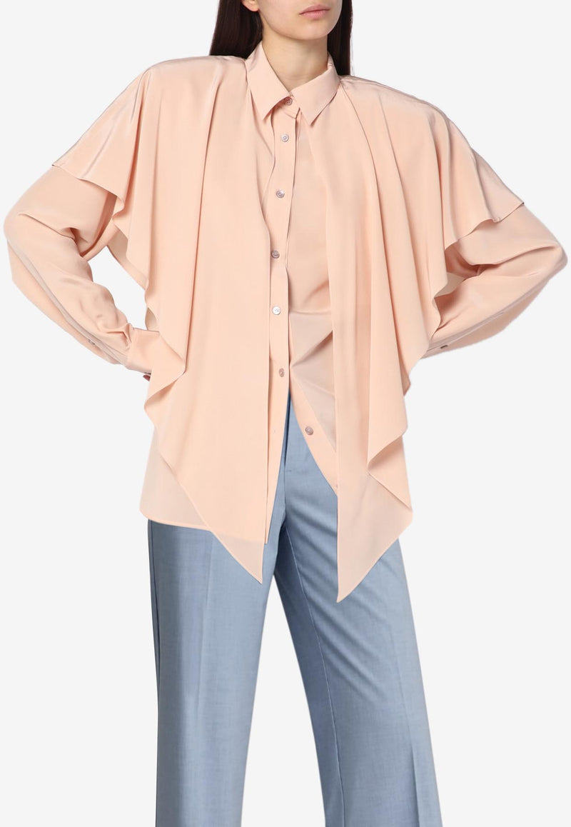 Stella McCartney Ruffled Silk Long-Sleeved Shirt Pink 620154SY206/Q_STELL-5900