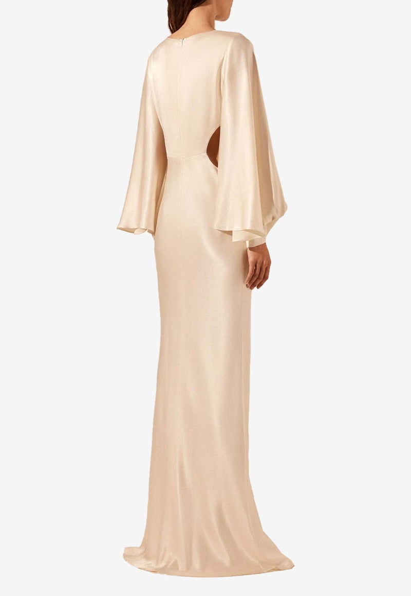 Shona Joy La Lune Flared-Sleeve Maxi Dress with Cut-Out Cream 6241503CREAM