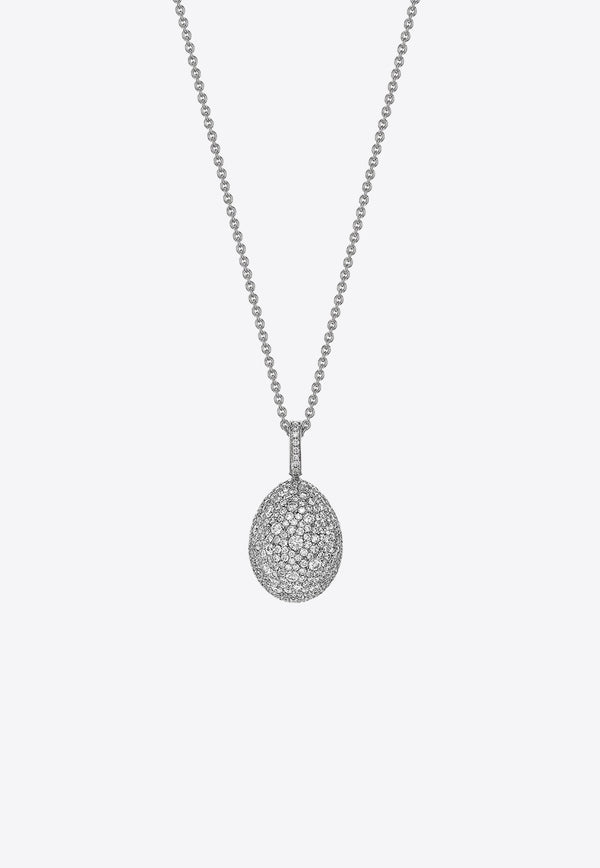 Fabergé Emotion Diamond Egg Pendant Necklace in 18-karat White Gold Silver 624FP1926