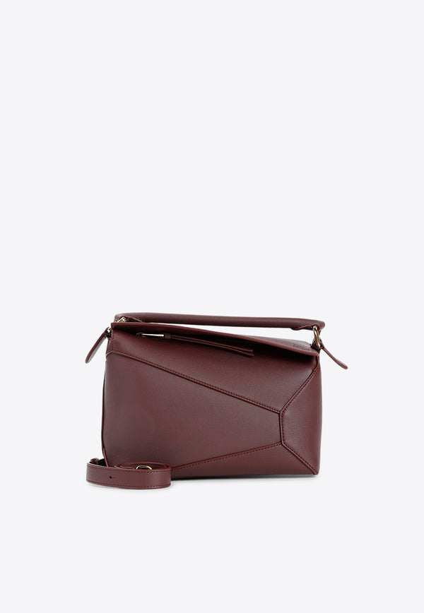 Small Puzzle Leather Top Handle Bag