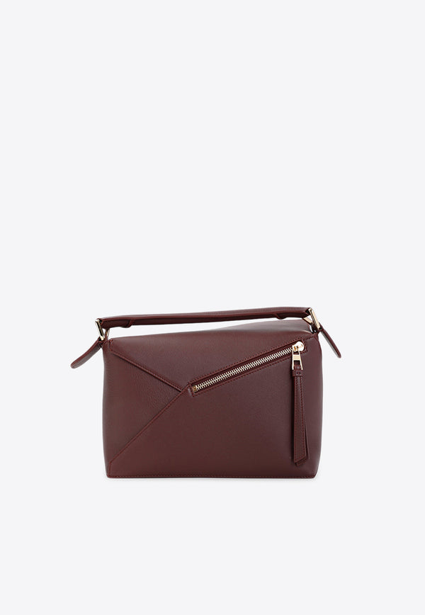 Small Puzzle Leather Top Handle Bag