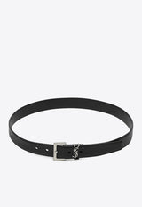 Saint Laurent Cassandre Leather Belt Black 634437BOO0E/R_YSL-1000
