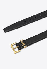 Saint Laurent Cassandre Leather Buckle Belt Black 634437BOO0W/P_YSL-1000