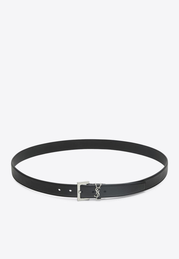 Saint Laurent Cassandre Leather Belt Black 634440BRM0E_YSL-1000
