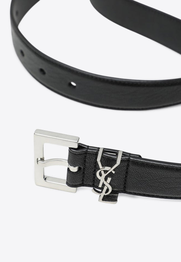 Saint Laurent Cassandre Leather Belt Black 634440BRM0E_YSL-1000