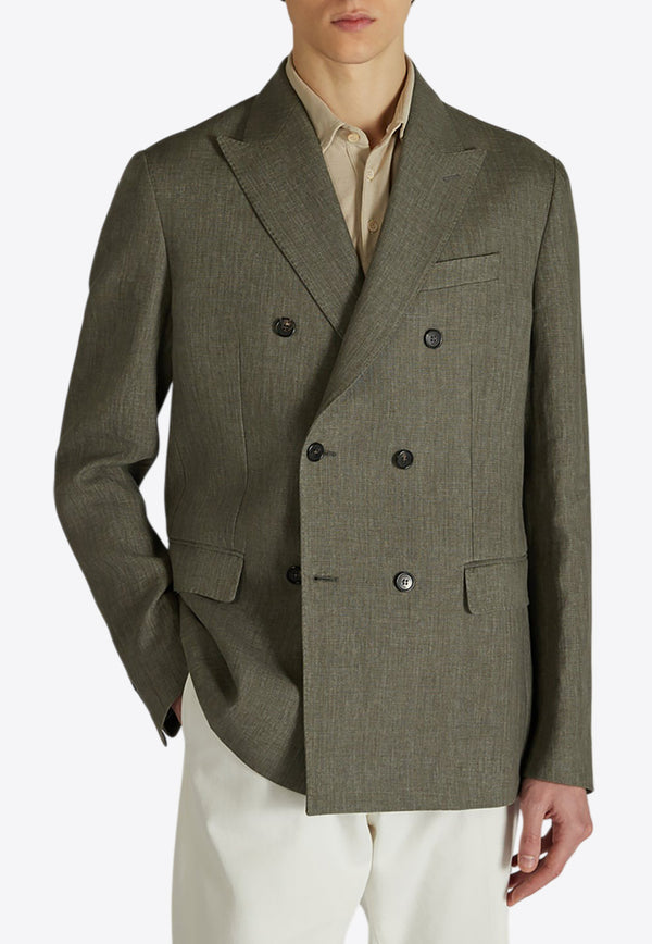 Incotex Double-Breasted Linen Blazer Green 63I025_GREEN