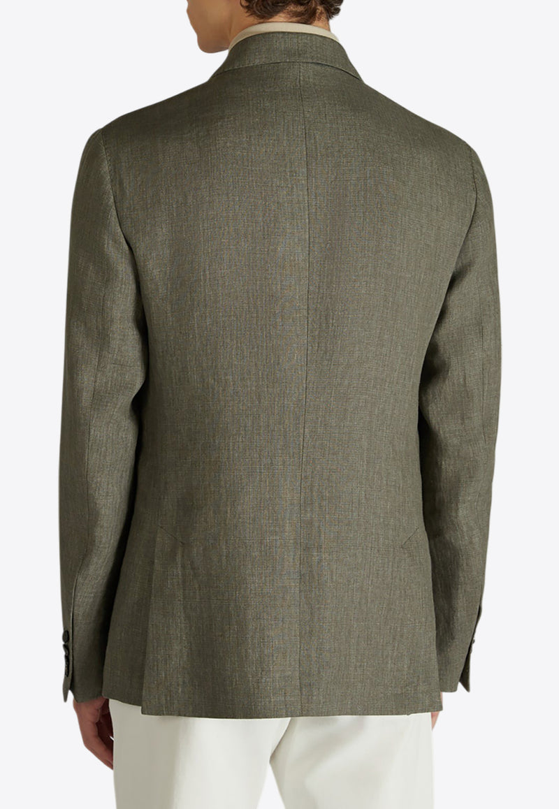 Incotex Double-Breasted Linen Blazer Green 63I025_GREEN