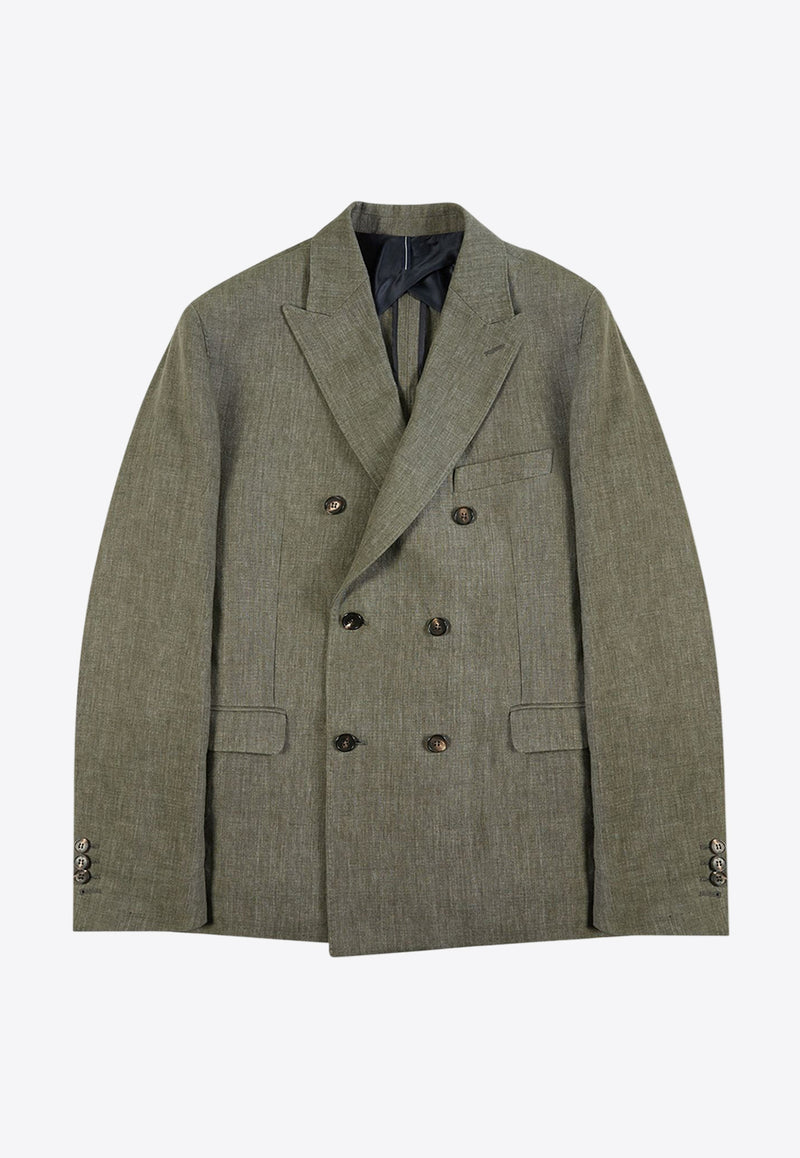 Incotex Double-Breasted Linen Blazer Green 63I025_GREEN