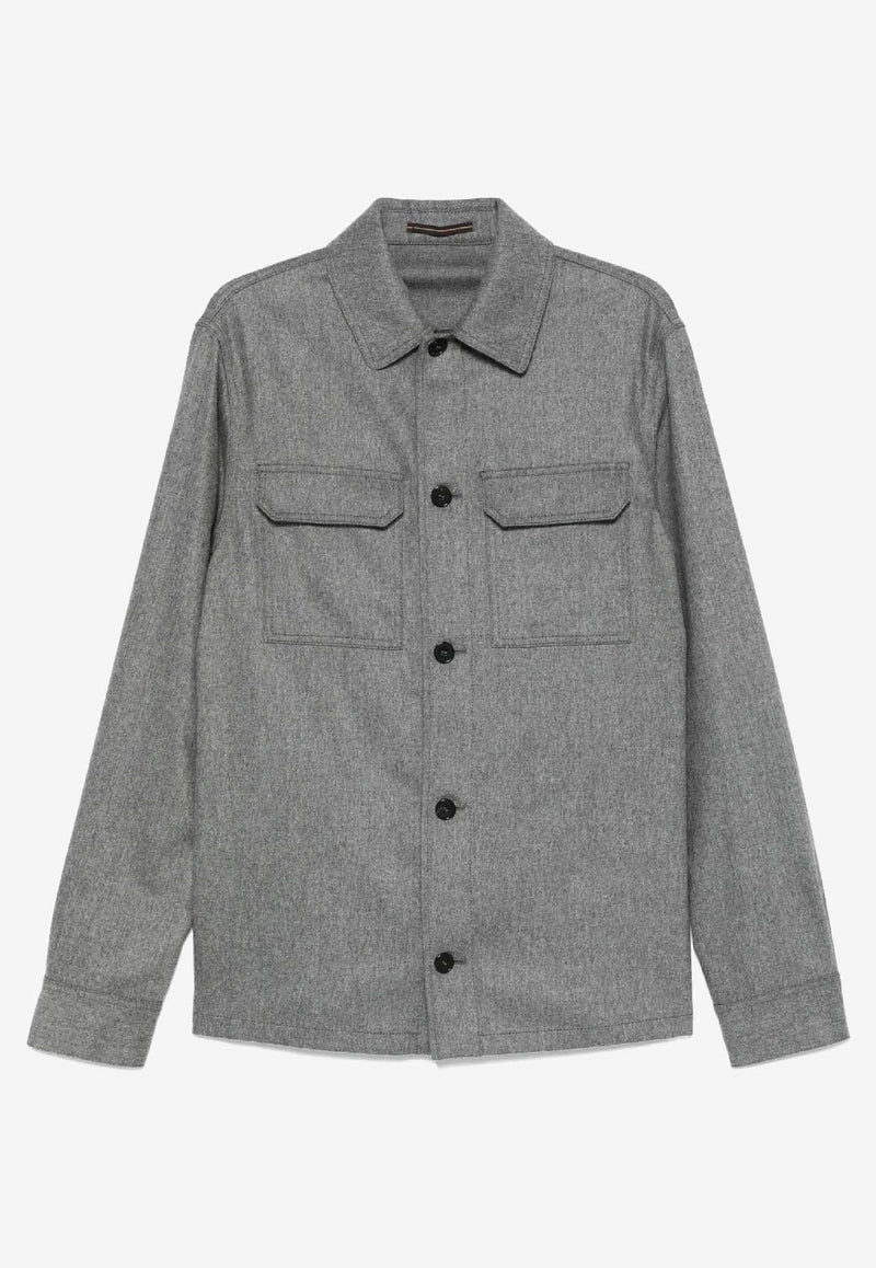 Glanshirt by Slowear Wool Overshirt with Flap-Pockets Gray 63I030 4932A_GREY