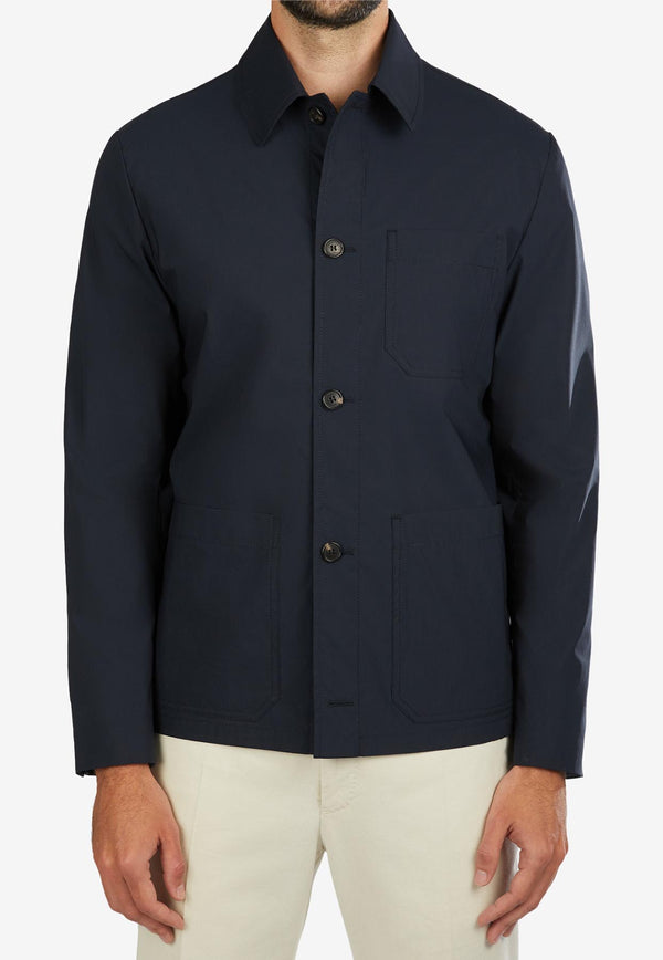 Slowear Linen Button-Up Overshirt Blue 63I623_BLUE