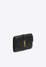 Saint Laurent Cassandre Compact Tri-Fold Wallet Black 651028BOW91/P_YSL-1000